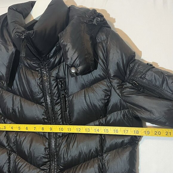 Andrew Marc Women’s Long Jacket Lightweight Hooded Down Quilted Black Medium - Picture 6 of 16
